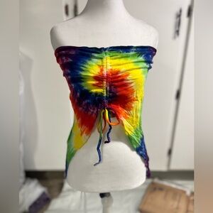 Tie-Dye Strapless Women Top